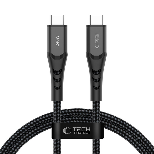 USB-C adat- és töltőkábel - USB-C Tech-Protect UB11T Ultraboost, 240W, 1m, fekete
