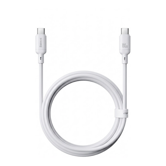USB-C - USB-C Baseus Silky adat- és töltőkábel, 100W, 2m, Fehér