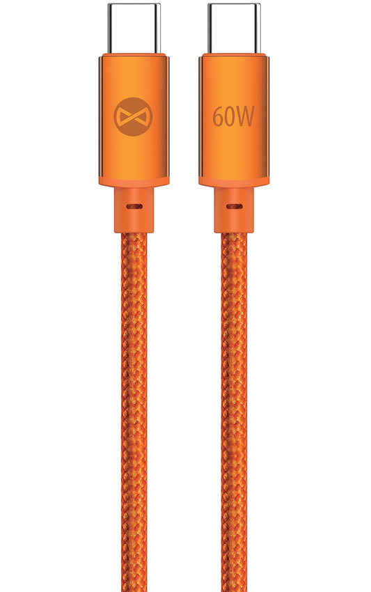 USB-C adat- és töltőkábel - USB-C Forever Saffron, 60W, 1m, Narancssárga