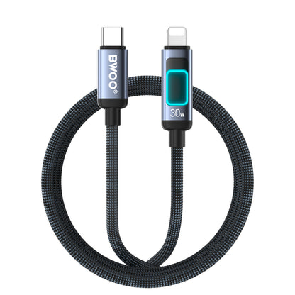 USB-C - Lightning adat- és töltőkábel BWOO X324CL kijelzővel, 30W, 1m, fekete