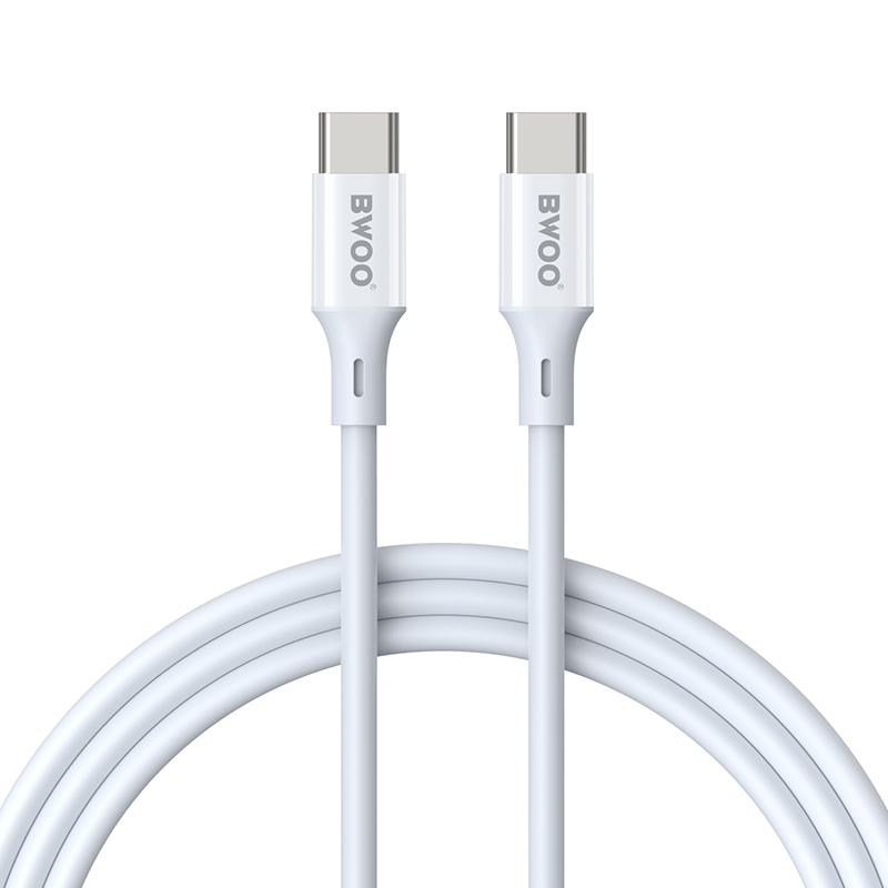 USB-C adat- és töltőkábel - USB-C BWOO BO-X283CC-2M, 60W, 2m, fehér