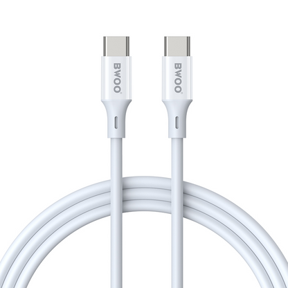 USB-C adat- és töltőkábel - USB-C BWOO BO-X283CC-2M, 60W, 2m, fehér