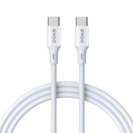 USB-C adat- és töltőkábel - USB-C BWOO BO-X283CC-2M, 60W, 2m, fehér