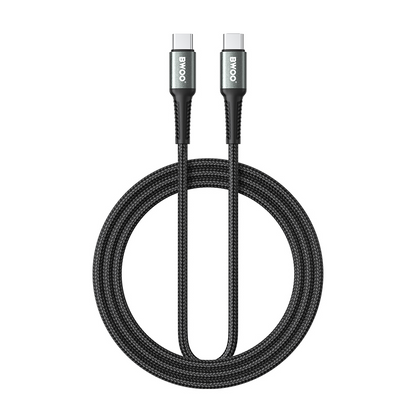 USB-C adat- és töltőkábel - USB-C BWOO BO-X288C-C, 60W, 1m, Fekete