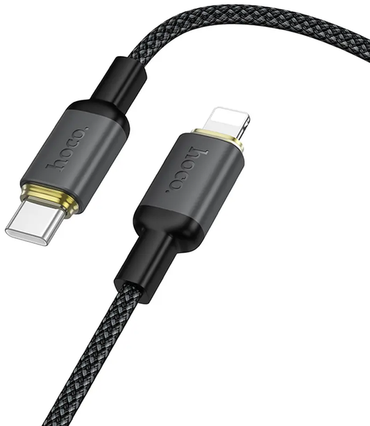 USB-C - Lightning HOCO X128 Benefit adat- és töltőkábel, 30W, 1m, fekete