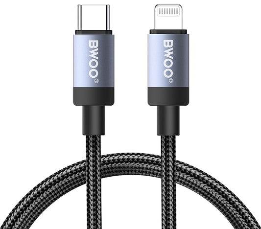 USB-C - Lightning Adat- és Töltőkábel BWOO BO-X401CL, 30W, 1m, Fekete