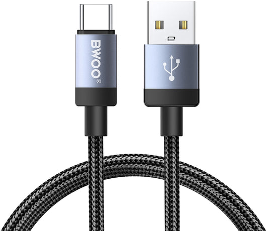USB-A - USB-C adat- és töltőkábel BWOO BO-X401C, 18W, 1m, fekete
