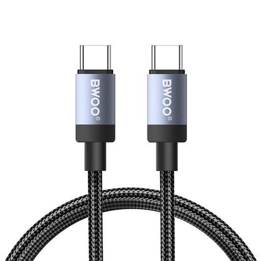 USB-C adat- és töltőkábel - USB-C BWOO BO-X401CC, 65W, 1m, fekete