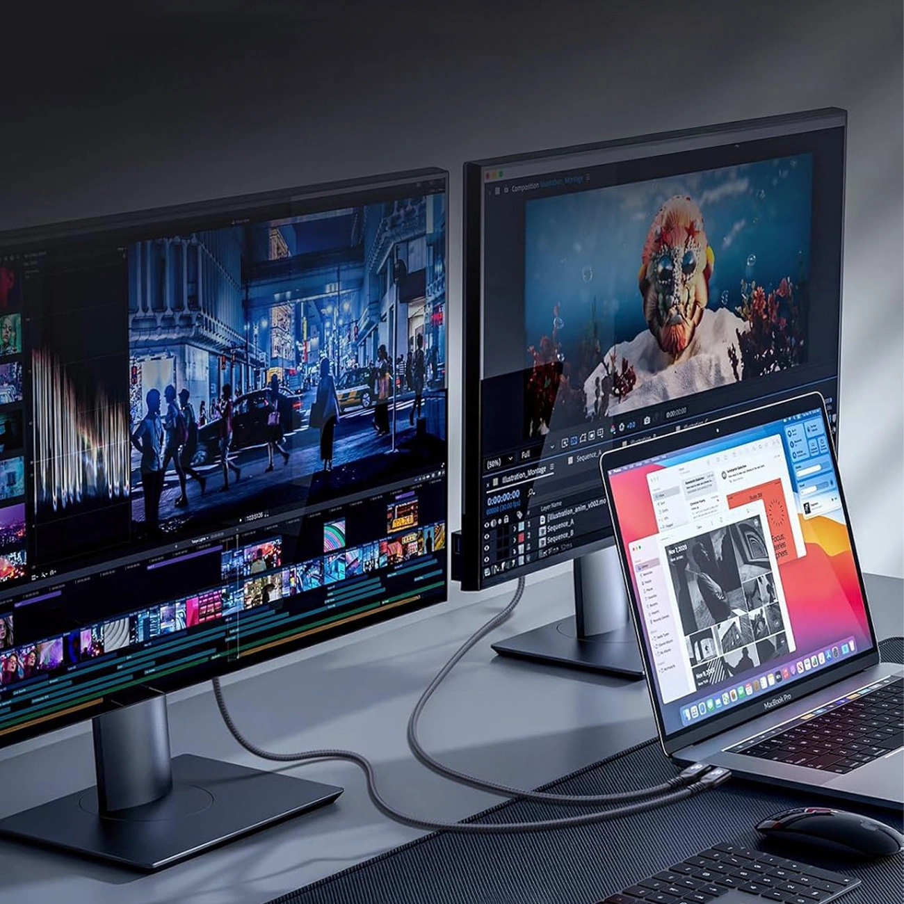 USB-C - USB-C adat- és töltőkábel WZK WPS-UY42S, 240W, 2m, Fekete