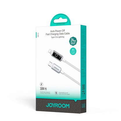 USB-C - Lightning Joyroom S-A55 StarFlight Display adat- és töltőkábel, 30W, 1.2m, Fehér