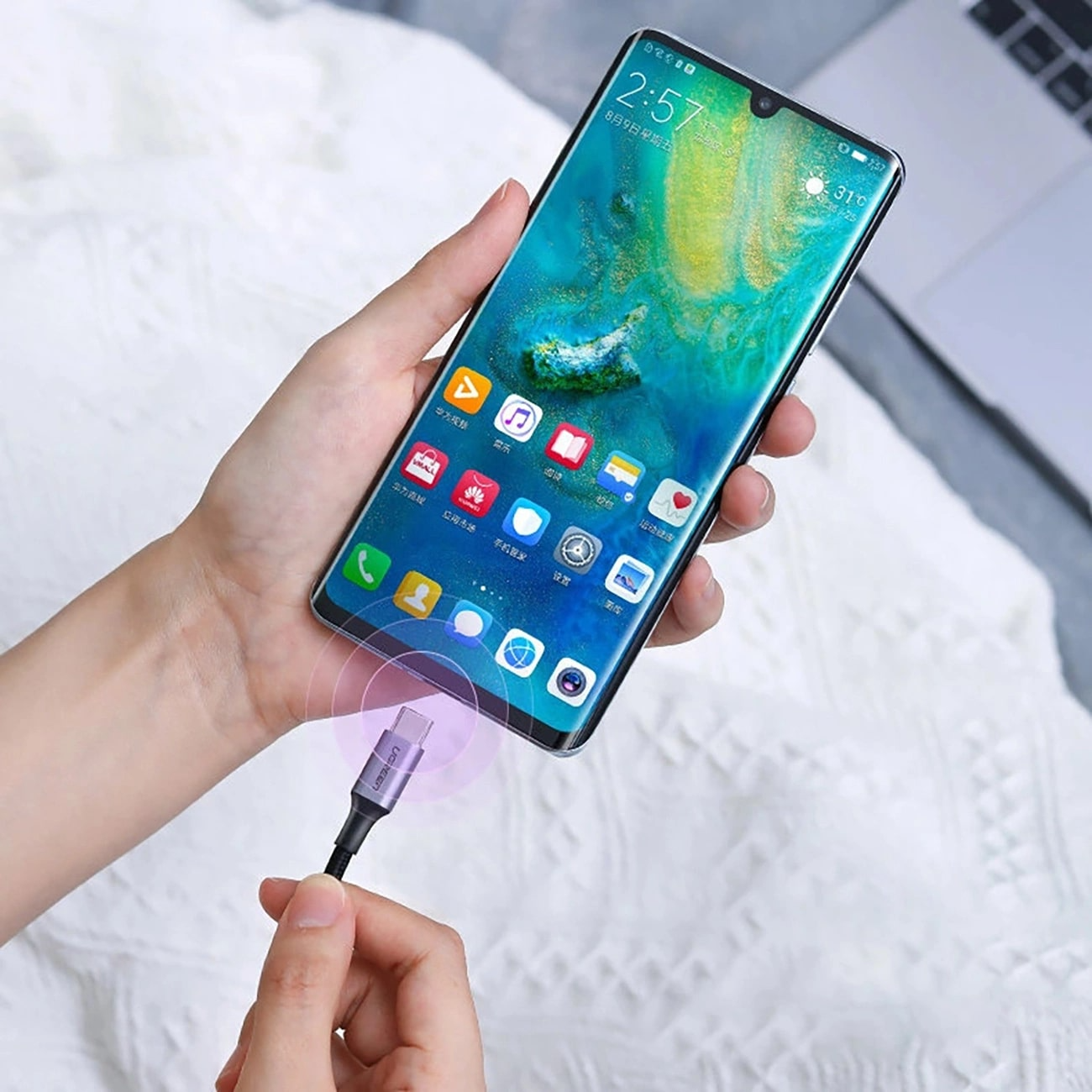 USB-C - USB-C UGREEN US316 adat- és töltőkábel, 100W, 3m, szürke