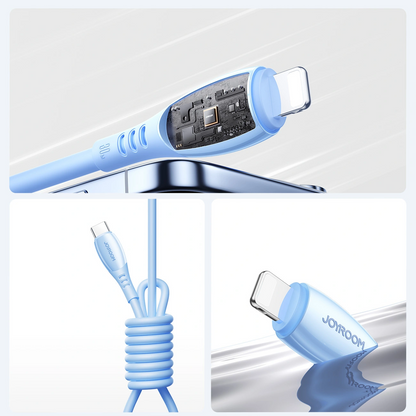 USB-C - Lightning Joyroom S-A59 Vibrant adat- és töltőkábel, 30W, 1.2m, Kék