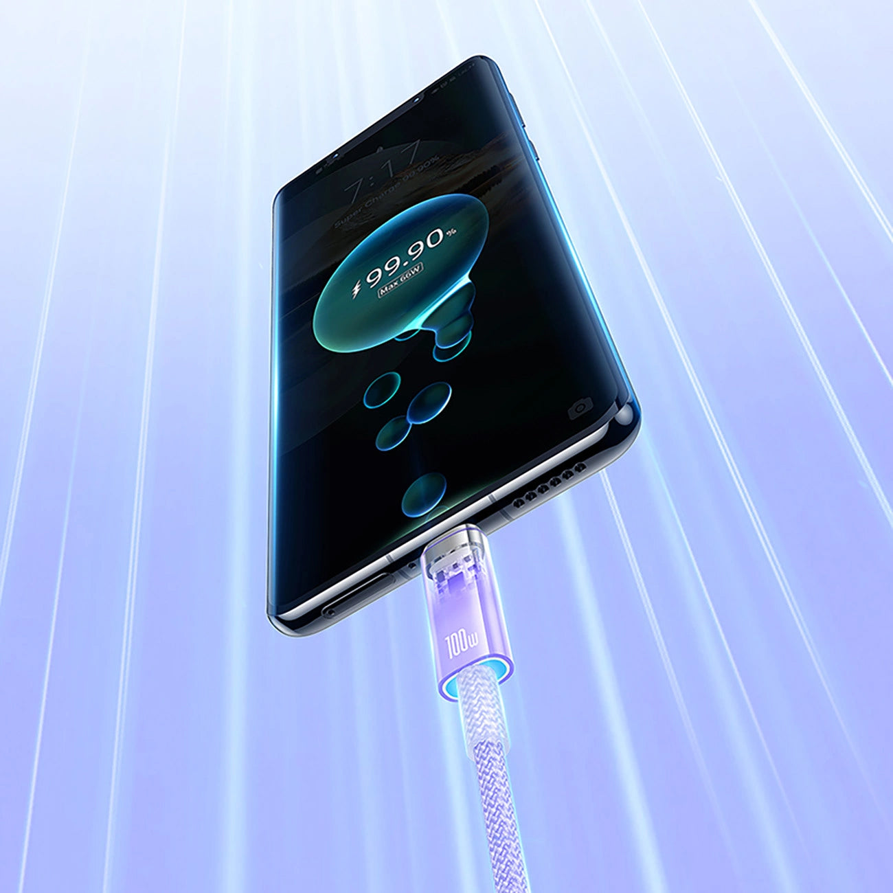 USB-A - USB-C Baseus Explorer adat- és töltőkábel, 100W, 1m, Lila CATS010405