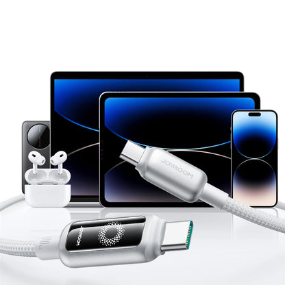 USB-C - USB-C Joyroom S-A55 StarFlight Display adat- és töltőkábel, 100W, 1.2m, Fehér