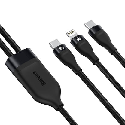 USB-C - Lightning / USB-C Baseus Flash Series 2in1 adat- és töltőkábel, 100W, 1.2m, Fekete CA1T2-F01