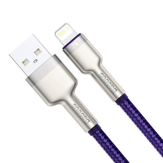 USB-A - Lightning Baseus Cafule Metal Series adat- és töltőkábel, 18W, 2m, Lila CALJK-B05