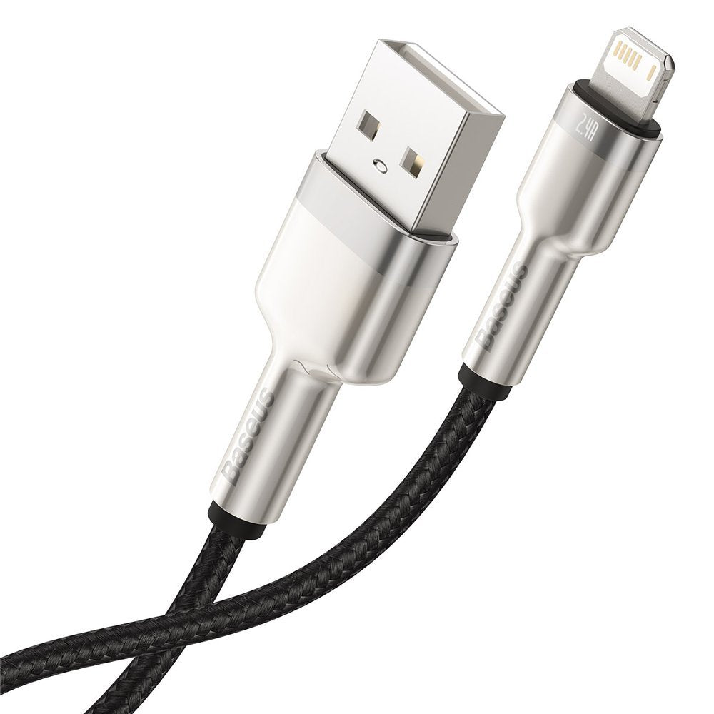 USB-A - Lightning Baseus Cafule Metal Series adat- és töltőkábel, 18W, 2m, Fekete CALJK-B01