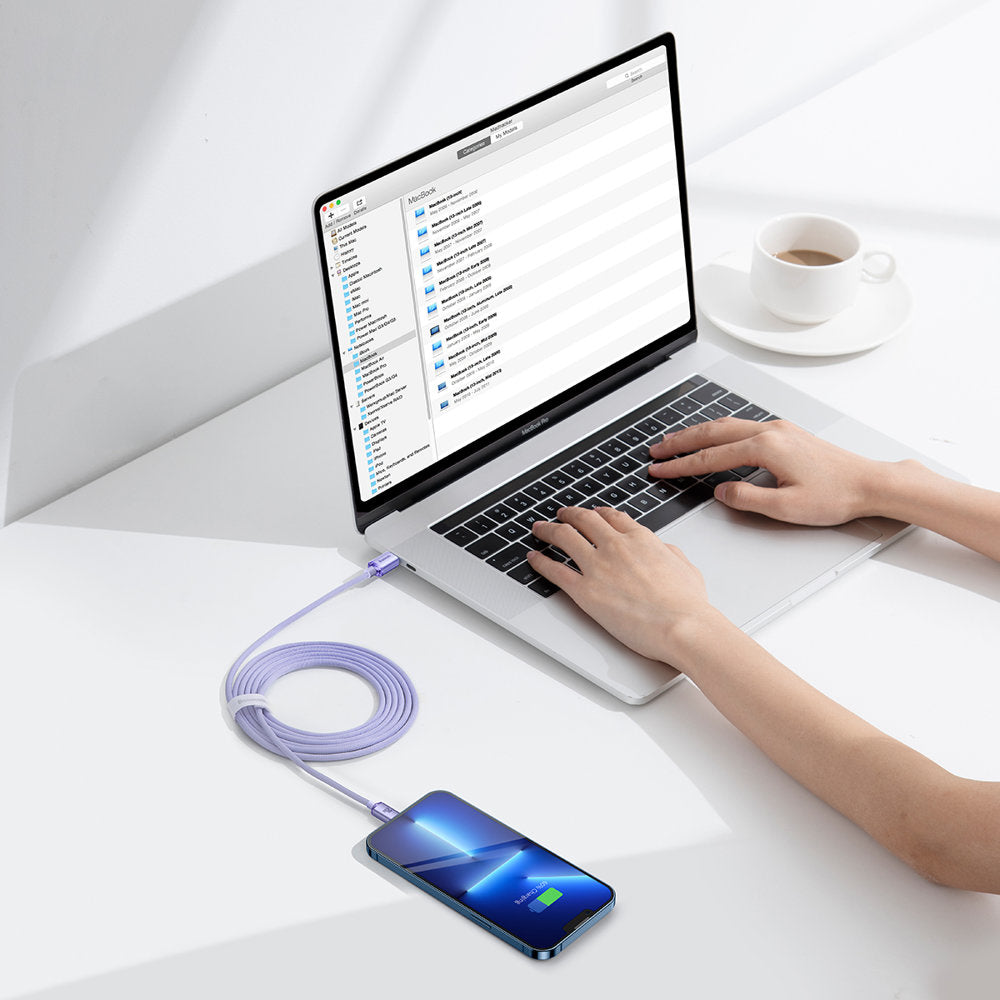 USB-C - Lightning Baseus Crystal Shine sorozatú adat- és töltőkábel, 20W, 2m, Lila CAJY000305