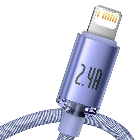 Baseus Crystal Shine Series USB-A - Lightning Data and Charging Cable, 18W, 1.2m, Purple CAJYY000005