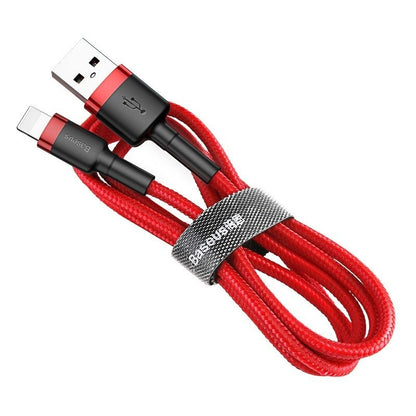 USB-A - Lightning Baseus Cafule adat- és töltőkábel, 18W, 1m, piros CALKLF-B09