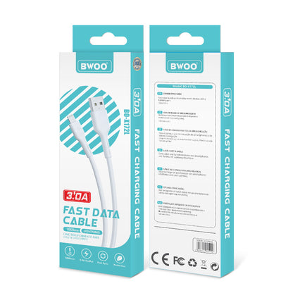 USB-A - Lightning BWOO X172L adat- és töltőkábel, 18W, 1m, Fehér