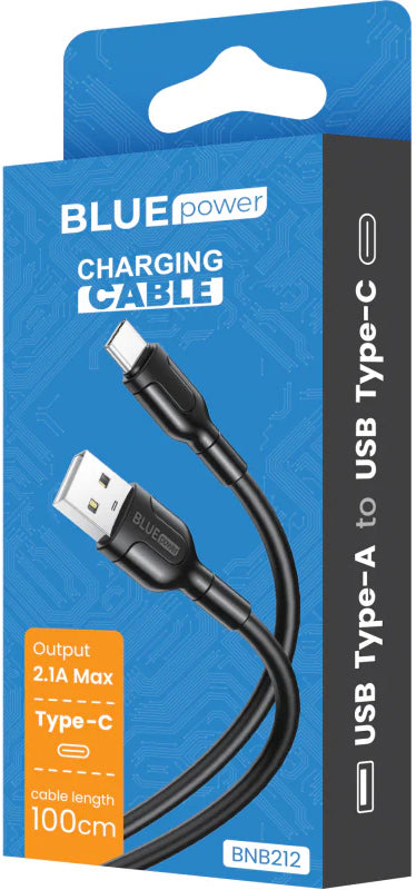 USB-A - USB-C Blue Power BNB212 adat- és töltőkábel, 18W, 1m, Fehér