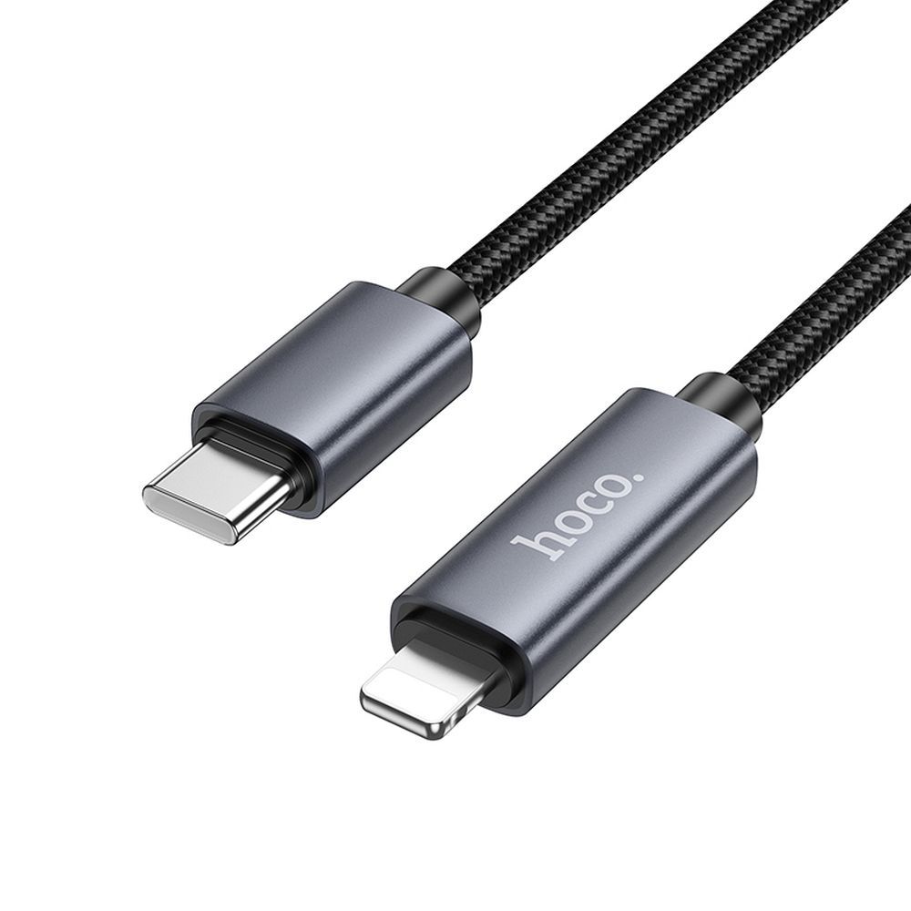 USB-C - Lightning HOCO Display X112 adat- és töltőkábel, 27W, 1m, Fekete
