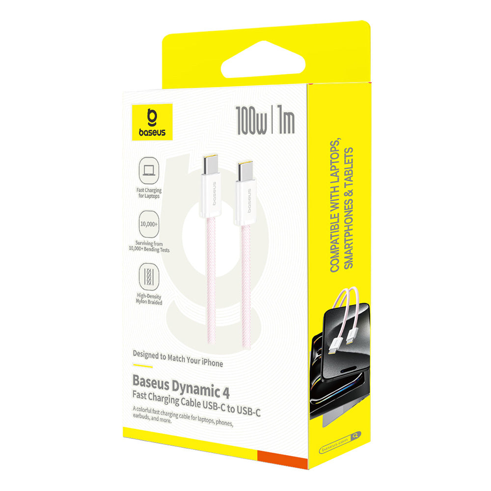 USB-C - USB-C Baseus Dynamic 4 Series adat- és töltőkábel, 100W, 1m, Rózsaszín P10381400411-00