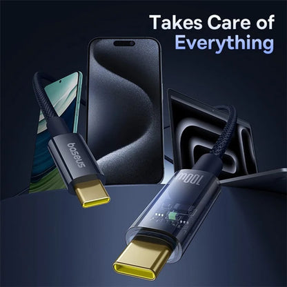 USB-C - USB-C Baseus Explorer adat- és töltőkábel, 100W, 1m, sötétkék P10319704321-00