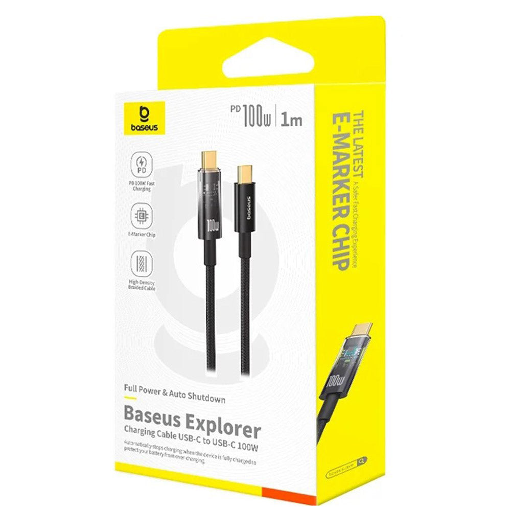 USB-C - USB-C Baseus Explorer adat- és töltőkábel, 100W, 1m, Fekete P10319703111-00