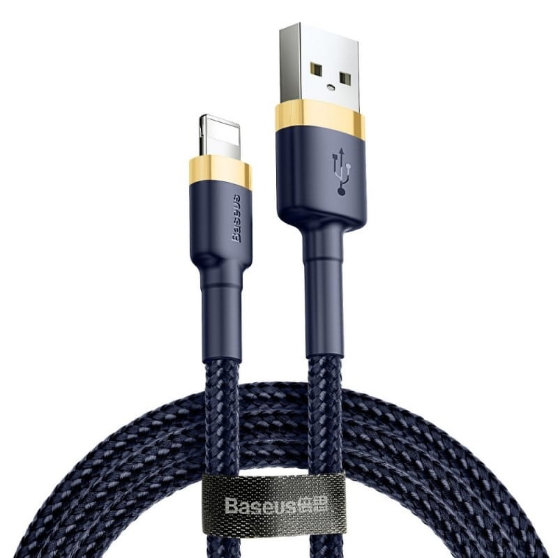 USB-A - Lightning Baseus Cafule adat- és töltőkábel, 18W, 2m, sötétkék CALKLF-CV3