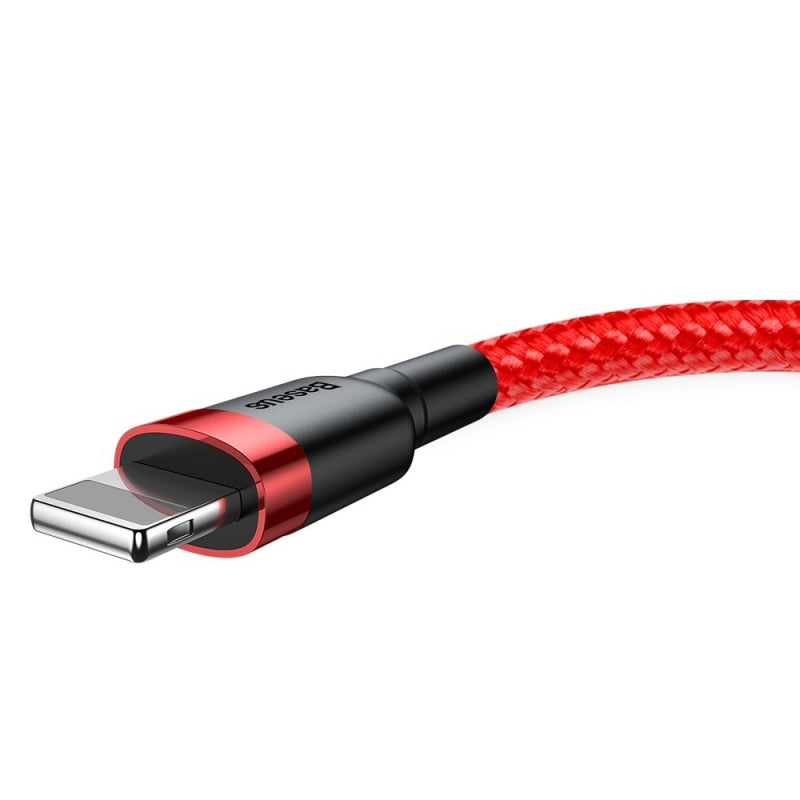 USB-A - Lightning Baseus Cafule adat- és töltőkábel, 18W, 2m, Piros CALKLF-C09