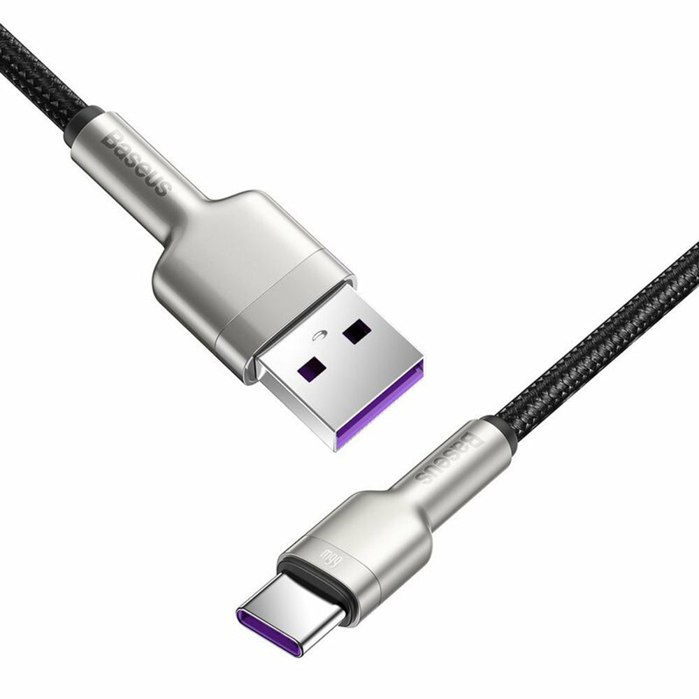 USB-A - USB-C Baseus Cafule Metal Series adat- és töltőkábel, 66W, 0,25m, Fekete CAKF000001