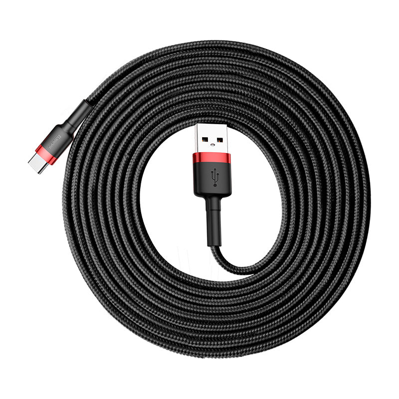 USB-A - USB-C Baseus Cafule adat- és töltőkábel, 18W, 3m, Piros CATKLF-U91