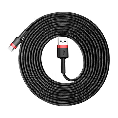USB-A - USB-C Baseus Cafule adat- és töltőkábel, 18W, 3m, Piros CATKLF-U91