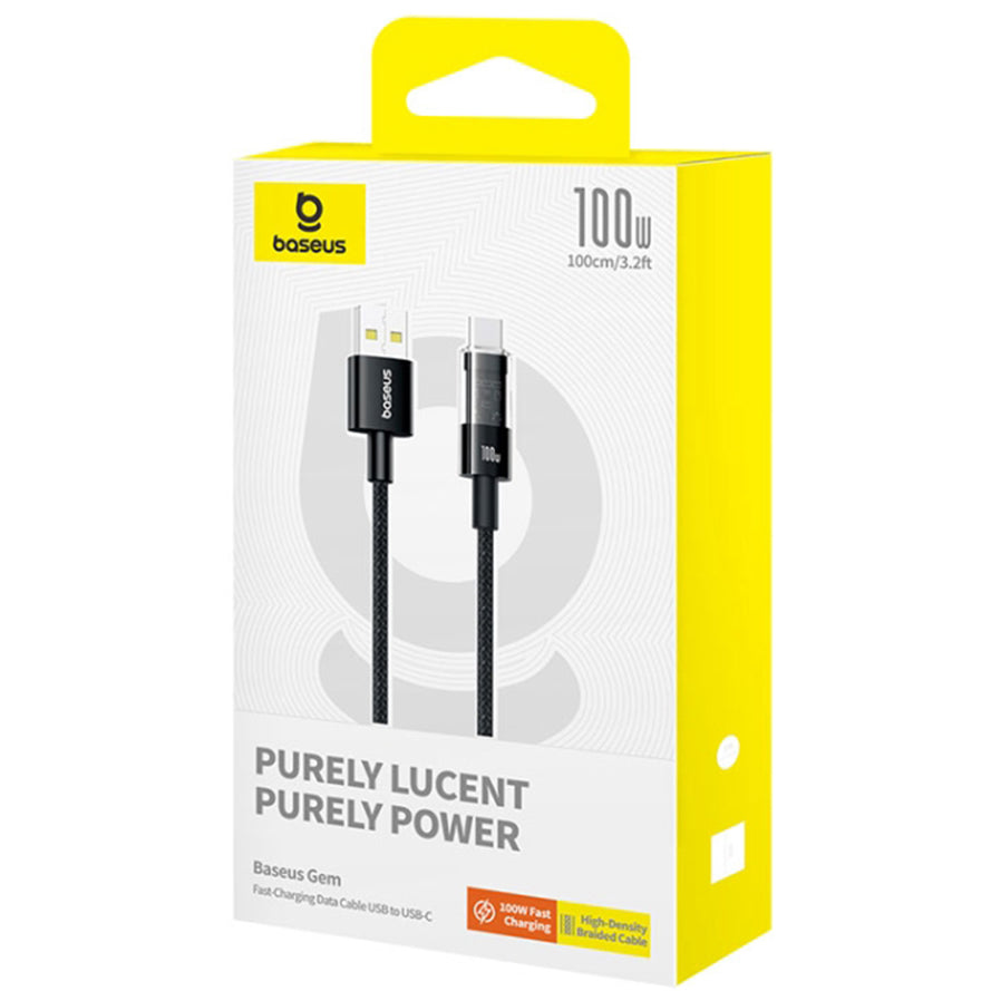 USB-A - USB-C Baseus Gem adat- és töltőkábel, 100W, 1m, Fekete P10373002111-00