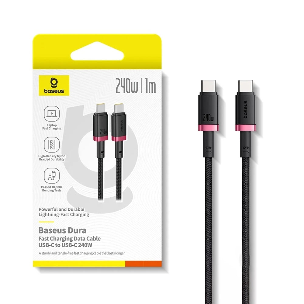 USB-C - USB-C Baseus Dura Series adat- és töltőkábel, 240W, 1m, Piros P10377803U03-01