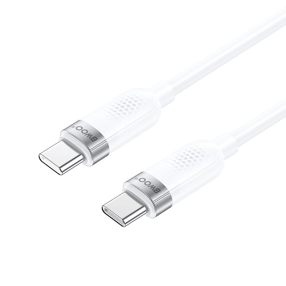USB-C - USB-C adat- és töltőkábel BWOO BO-X315C, 100W, 1m, Fehér