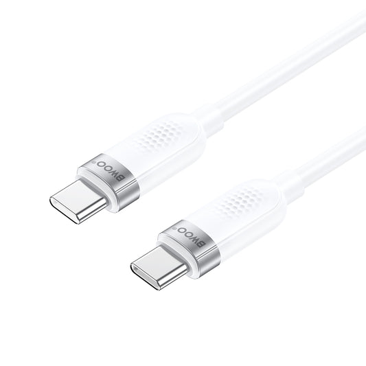 USB-C - USB-C adat- és töltőkábel BWOO BO-X315C, 100W, 1m, Fehér
