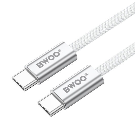 USB-C - USB-C adat- és töltőkábel BWOO BO-X317C, 240W, 1m, Fehér