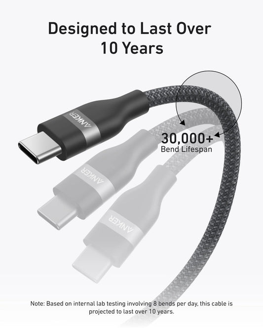 USB-C - USB-C Anker adat- és töltőkábel, 240W, 0.9m, Fekete A82E2H11
