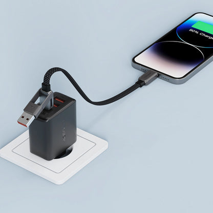 USB-C - USB-A / USB-C Acefast C13-05 adat- és töltőkábel, 60W, 0,2m, Fekete