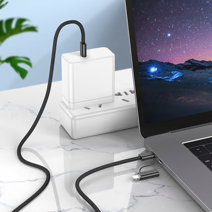 USB-C - Lightning / USB-C Borofone BX104 Primo 2in1 adat- és töltőkábel, 60W, 1m, Fekete