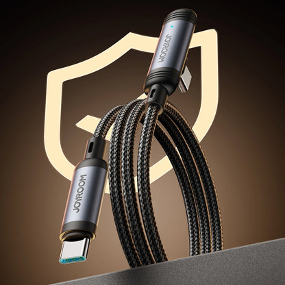 USB-C - USB-C adat- és töltőkábel Joyroom S-A56 EnjoyX Angled, 60W, 1.2m, Fekete