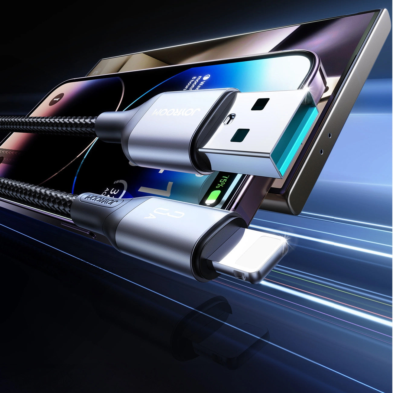 USB-A - Lightning Joyroom S-A28 Flash adat- és töltőkábel, 18W, 2m, Fekete