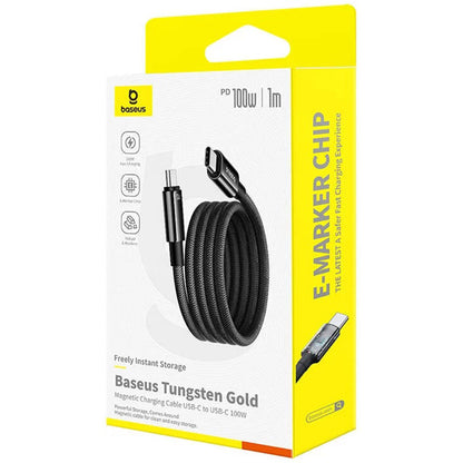USB-C - USB-C Baseus Tungsten Gold adat- és töltőkábel, 100W, 1m, Fekete P10319805111-00