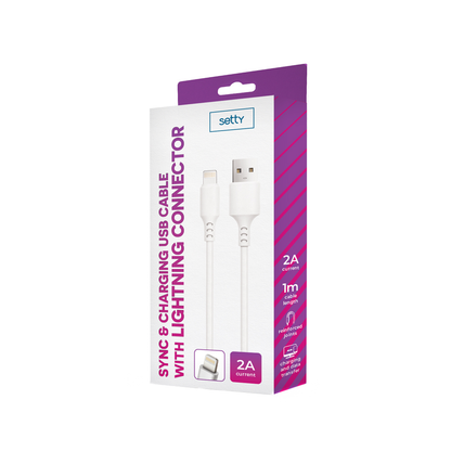 Setty USB-A - Lightning adat- és töltőkábel, 18W, 1m, Fehér
