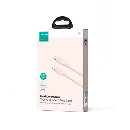USB-C - USB-C adat- és töltőkábel Joyroom S-A34, 60W, 1m, Rózsaszín