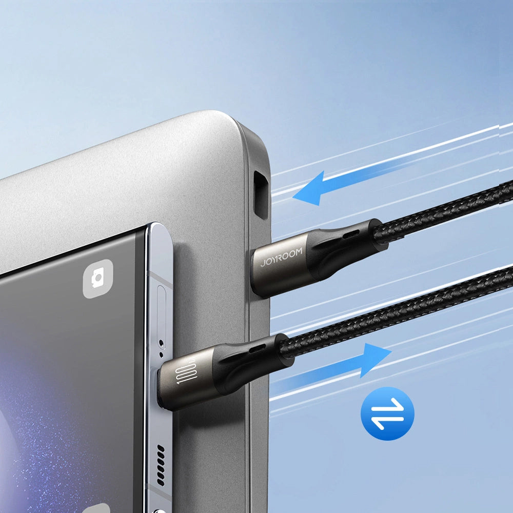 USB-C - USB-C adatkábel és töltő Joyroom S-A25 Light-Speed, 100W, 1.2m, Fekete