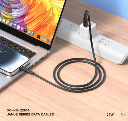 USB-C - Lightning XO Design NB-Q265A adat- és töltőkábel, 27W, 1m, Fekete
